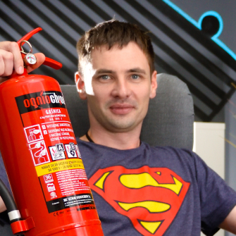 man with fire extinguisher Solution Architect