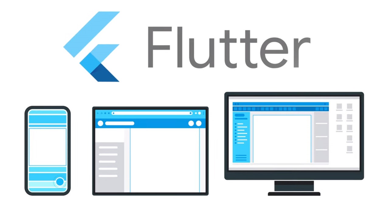 flutter logo and kinds of screens